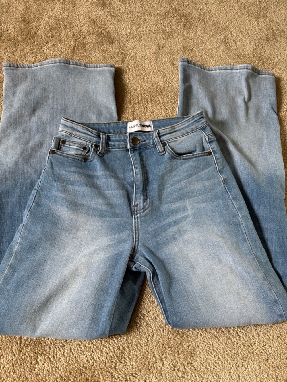 Fashion Nova Light Blue High-Rise Wide Leg Jeans